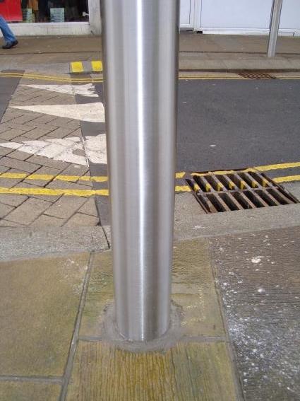 Stainless bollard after cleaning