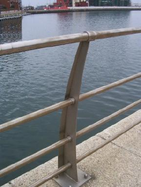 Stainless railing before cleaning