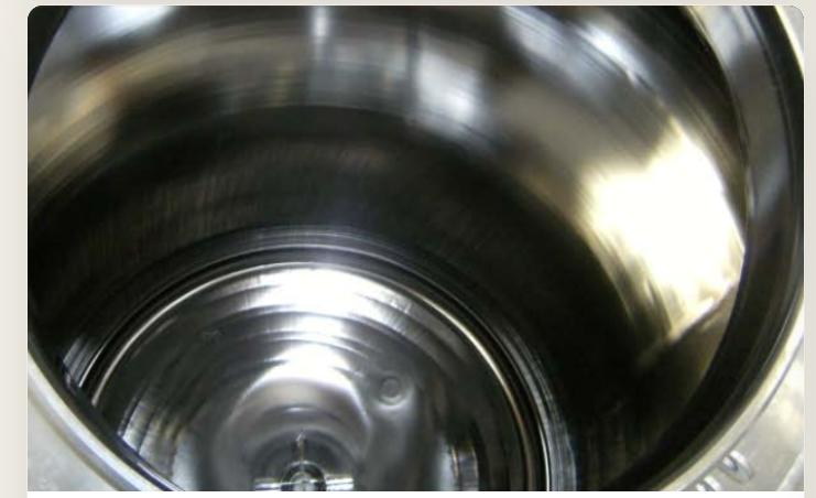 Interior of a stainless process vessel