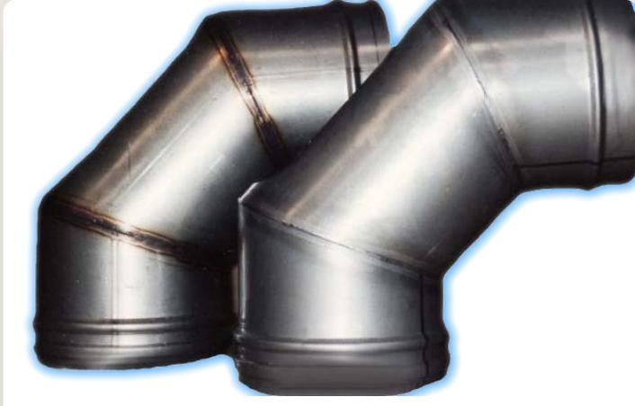 Stainless pipe elbows before and after pickling